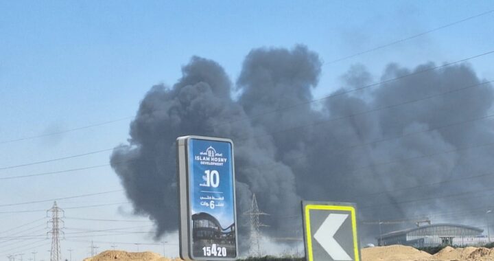 عااااجل…اخماد حريق بمشروع تحت الإنشاء طريق “القاهرة – السويس”